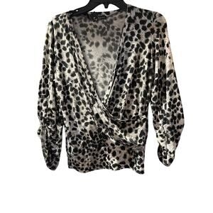 JULIAN CHANG animal print wrap top size M Medium